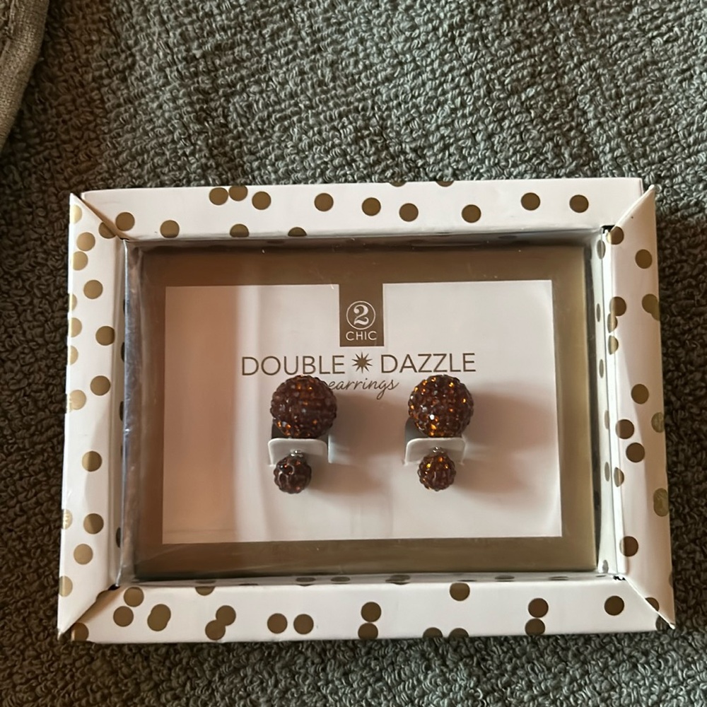 Double Daze Red Rhinestone Earrings